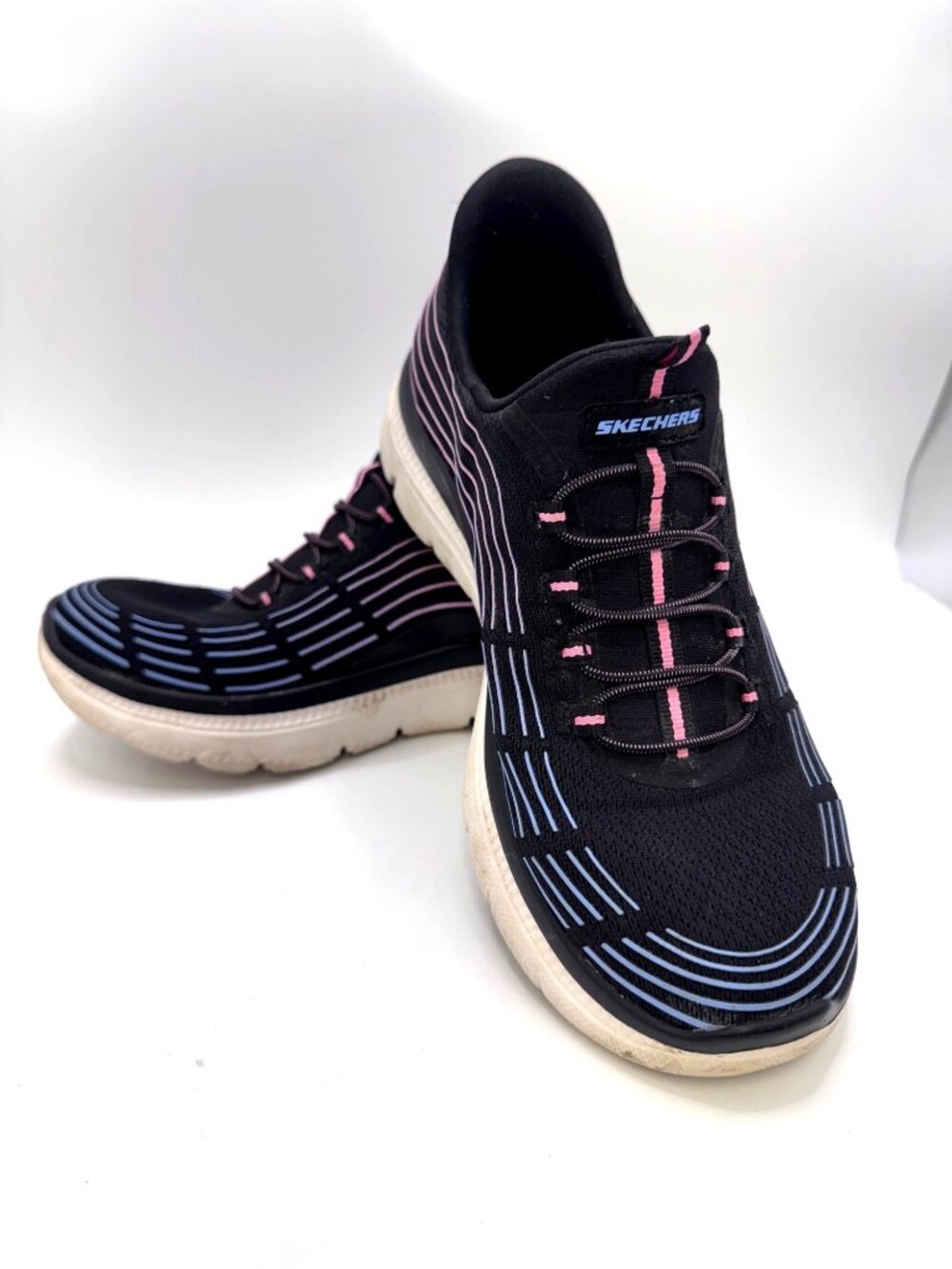 Skechers Slip-Ins Black Athletic Shoes Women’s SZ 8 Lightweight Memory Foam Comf